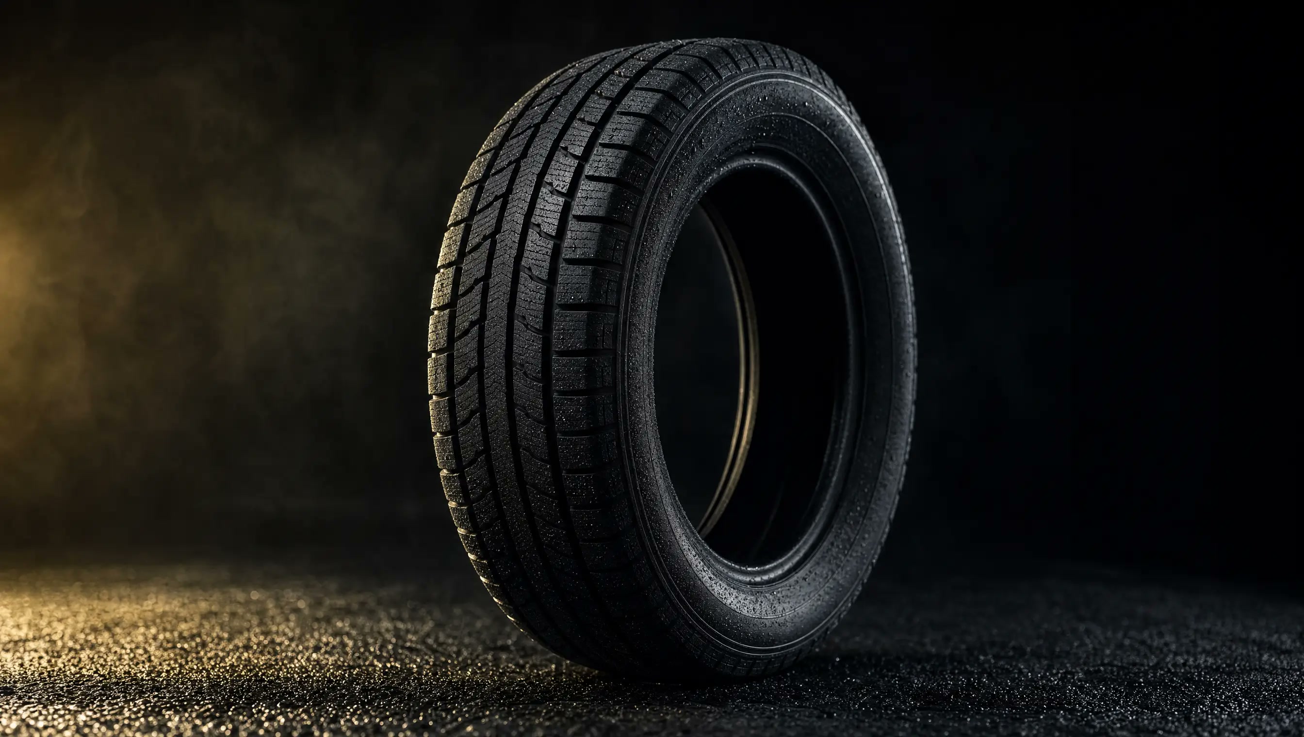Tire tread in dramatic studio light
